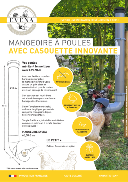 Mangeoire Volailles Anti-nuisibles et Anti-gaspi EVENA