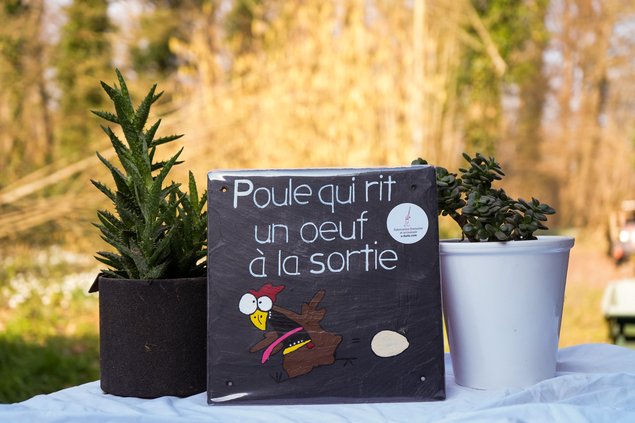 Ardoise Poule qui rit